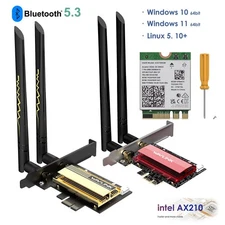 AX210 WIFI 6/7 PCIe WiFi Card Wireless Bluetooth Adapter Desktop PC Win 10/11