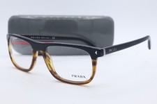 New Prada VPR 03R TFJ-1O1 Black/Havana Square Eyeglasses Clear Lenses 53mm