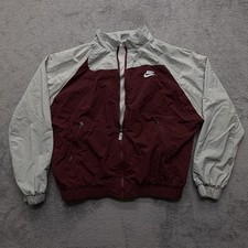 Nike Jacket Youth XL Burgundy Swoosh Full Zip Windbreaker Colorblock FN9134-619