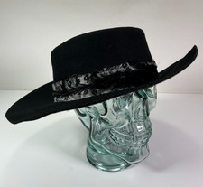 Vintage Shrake Black Wool Fedora Hat Feather Band Trim  98
