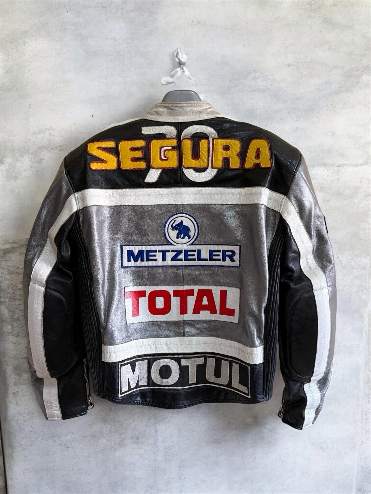 Vintage Segura Leather Racing Jacket Motul Total Dunlop Patches Biker Size M / 3 - product detail image 1