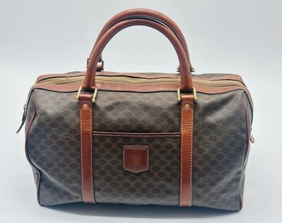 バッグ CELINE MACADAM boston BAG vintage Authentic Vintage CELINE Macadam Boston Bag Brown PVC Leather
