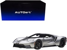 2017 Ford GT Ingot Silver Metallic with Black Stripes 1/12 Model Car - Autoart