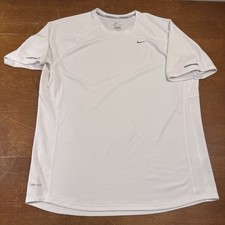 Nike Shirt Mens Extra Large White Dri Fit Miler Running Short Sleeve Training