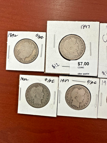 Lot of 7 Amazing Silver Barber Quarters  - 1892-1914  #1601 - Picture 3 of 6