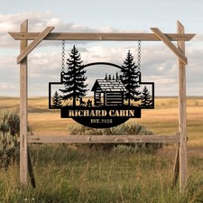 Custom Cabin Metal Sign: Personalized Lake House Decor