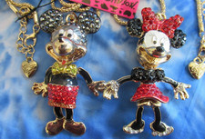Adorable Crystal Enamel Mickey Minnie Mouse Pendant Necklace Lot 2