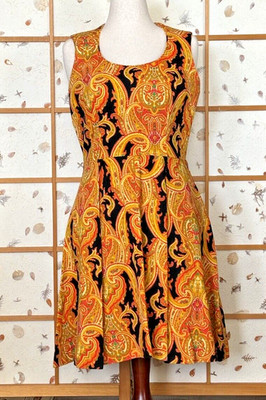 Vintage Gigi Creations Mod Dress Colorful Paisley Fit & Flare Groovy Sz Medium
