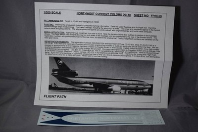 Rare 1/200 Flight Path Decal for McDonnell Douglas DC-10 (Hasegawa) - Northwest