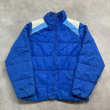 Woolrich Puffer Jacket Mens XL Vintage 80s Colourblock Full Zip Coat, Blue