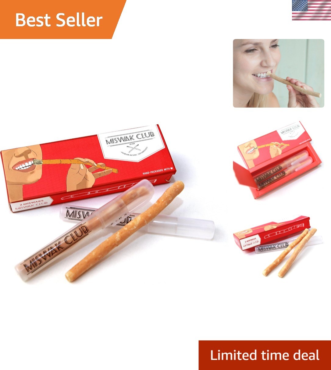 Natural Teeth Whitening Kit & Toothbrush - Chemical-Free Ora