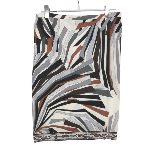 Emilio Pucci Womens Straight Pencil Skirt Geometric Stretch Knee Length S
