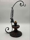 Vintage Black Brown Metal Hand-Carved Decorative Candle Holder Lamp — photo 1