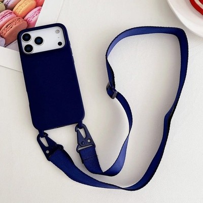 Matte Silicone Crossbody Case With Necklace Strap For iPhone 17-8/SE