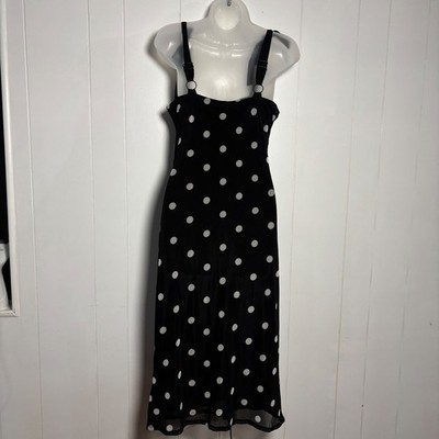 blue dress for baby girl Plus Size Black Polka Dot Mesh Midi Dress