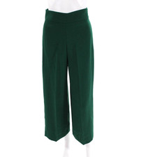 NWT ZARA Wide Leg High Rise Crepe Culottes Pants in Green Women's Size XS