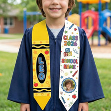 Custom Name Kid Graduation Stole,Grad Gift for Kids,Class of 2026 Kindergarten