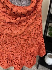 NWT Women’s Pretty Little Things Plus Rust Frill Bodycon Dress Medium