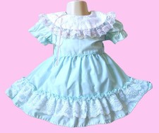 VINTAGE BABY GIRL SEAFOAM RUFFLE  LACE PARTY DRESS