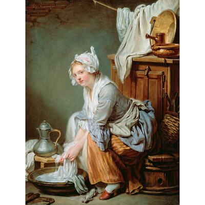 GEMÄLDE INNEN PORTRAIT STUDIE GREUZE WASCHERIN KUNSTDRUCK POSTER HP1676