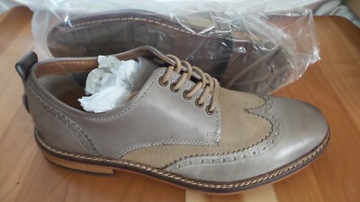 LUCKY BRAND MEN'S HUDSON CEMENT LEATHER/CANVAS SHOES SIZE 9.5M BRAND NEW IN BOX