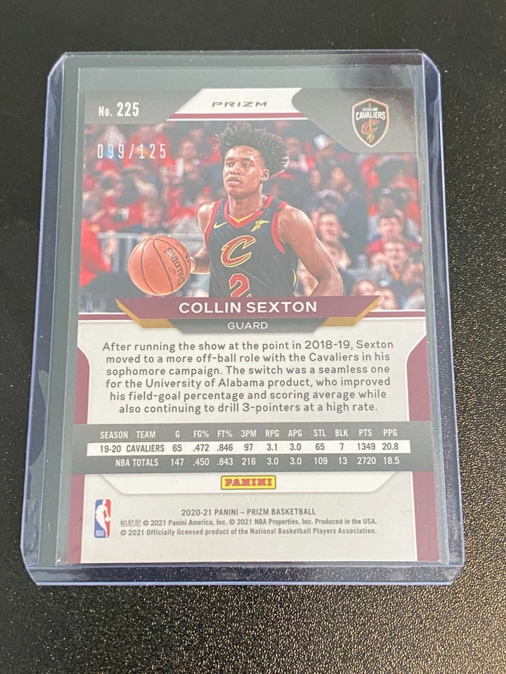 2020-21 Panini Prizm #225 Collin Sexton /125 Red Fast Break - Image 2 of 2