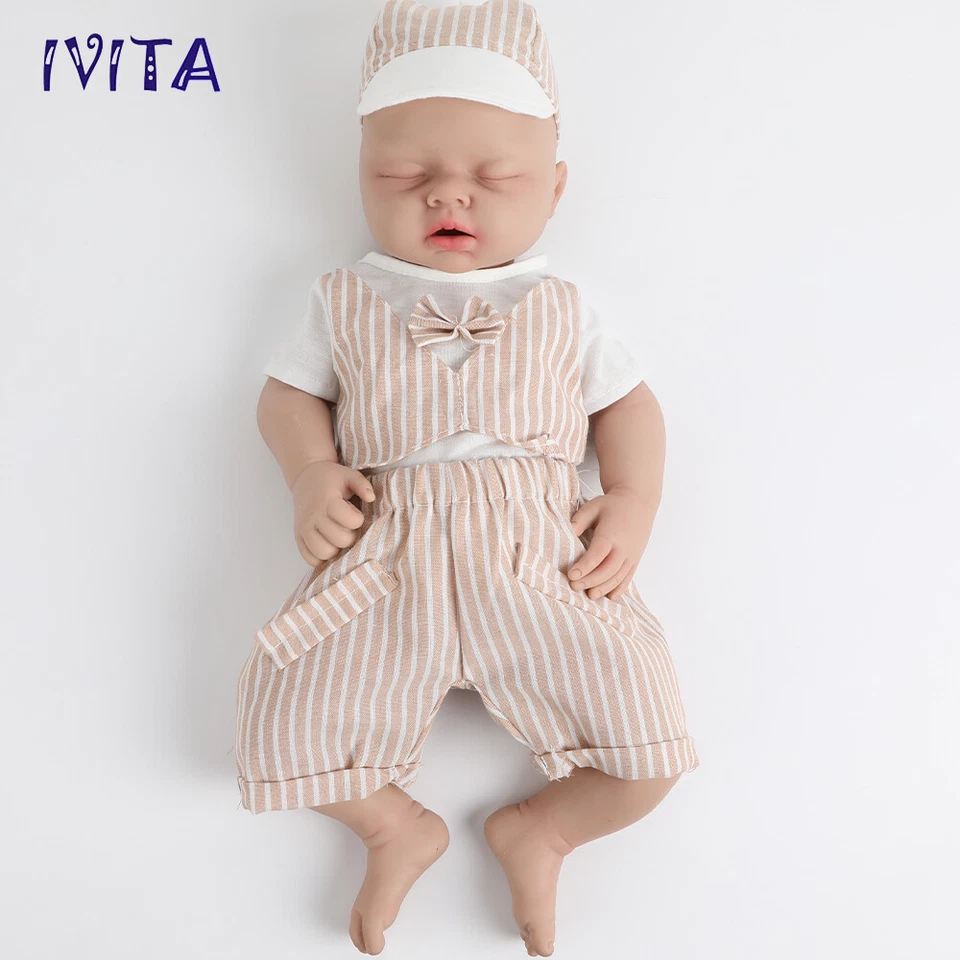 20" Sleeping Boy Reborn Baby Doll Newborn Full Body Silicone Xmas Gifts IVITA - Image 2 of 4