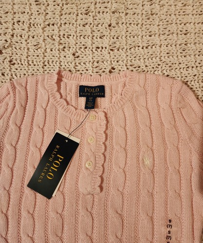 POLO RALPH LAUREN GIRLS SIZE 7 PINK CABLE KNIT SWEATER DRESS NWT!! 👀 - Picture 2 of 10