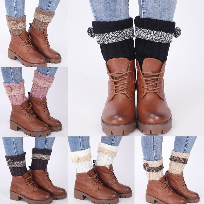 Lot De 2 Paires De Jambières Tricotées Boot Toppers - Gris Et Noir - Occasion Très Bon état