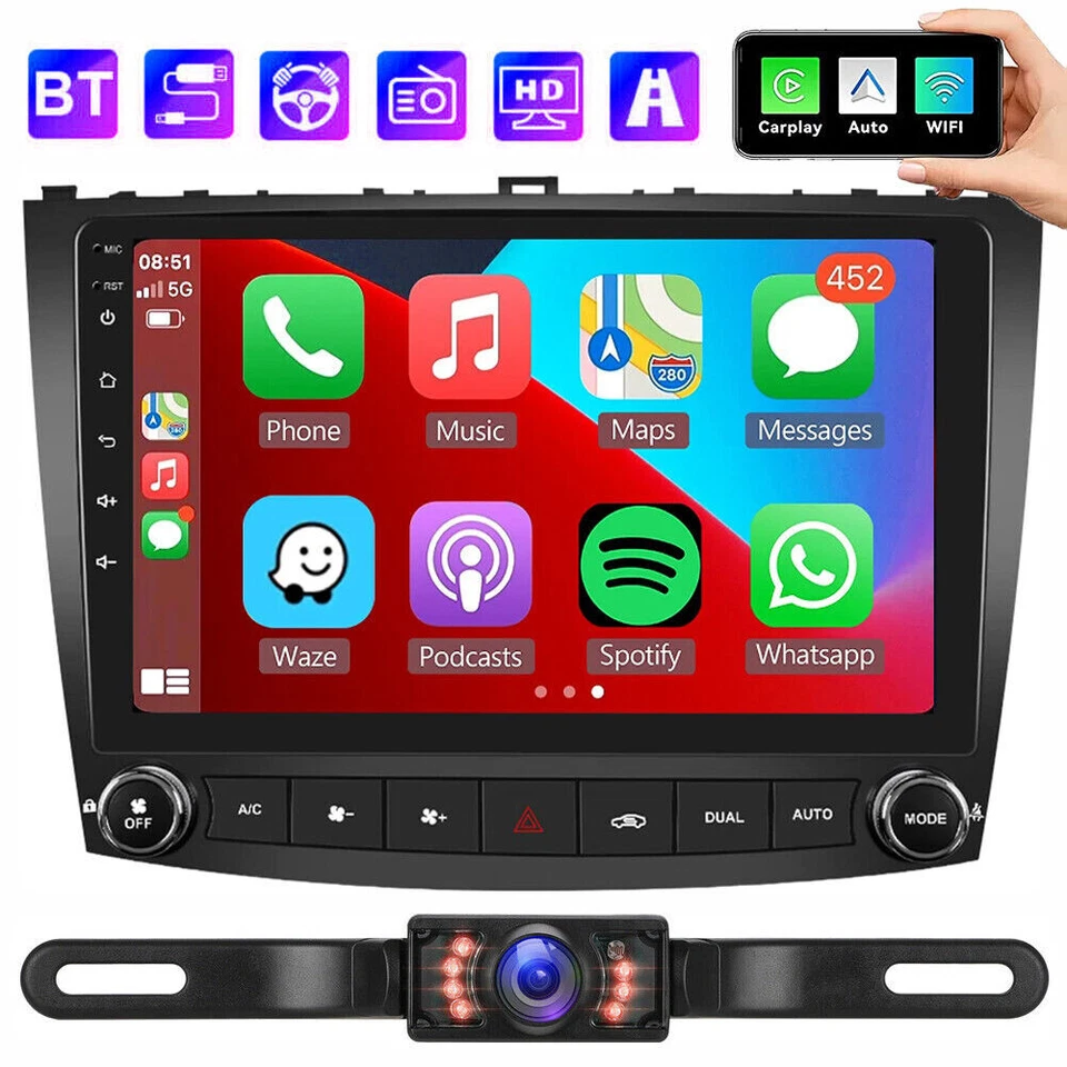 For Lexus IS250 IS350 2006-2012 Android 13 CarPlay Car Stereo Radio GPS Foto 3 de 4