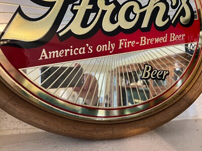 貴重！70's アメリカアンティークStroh's beer パブミラー鏡USA 貴重