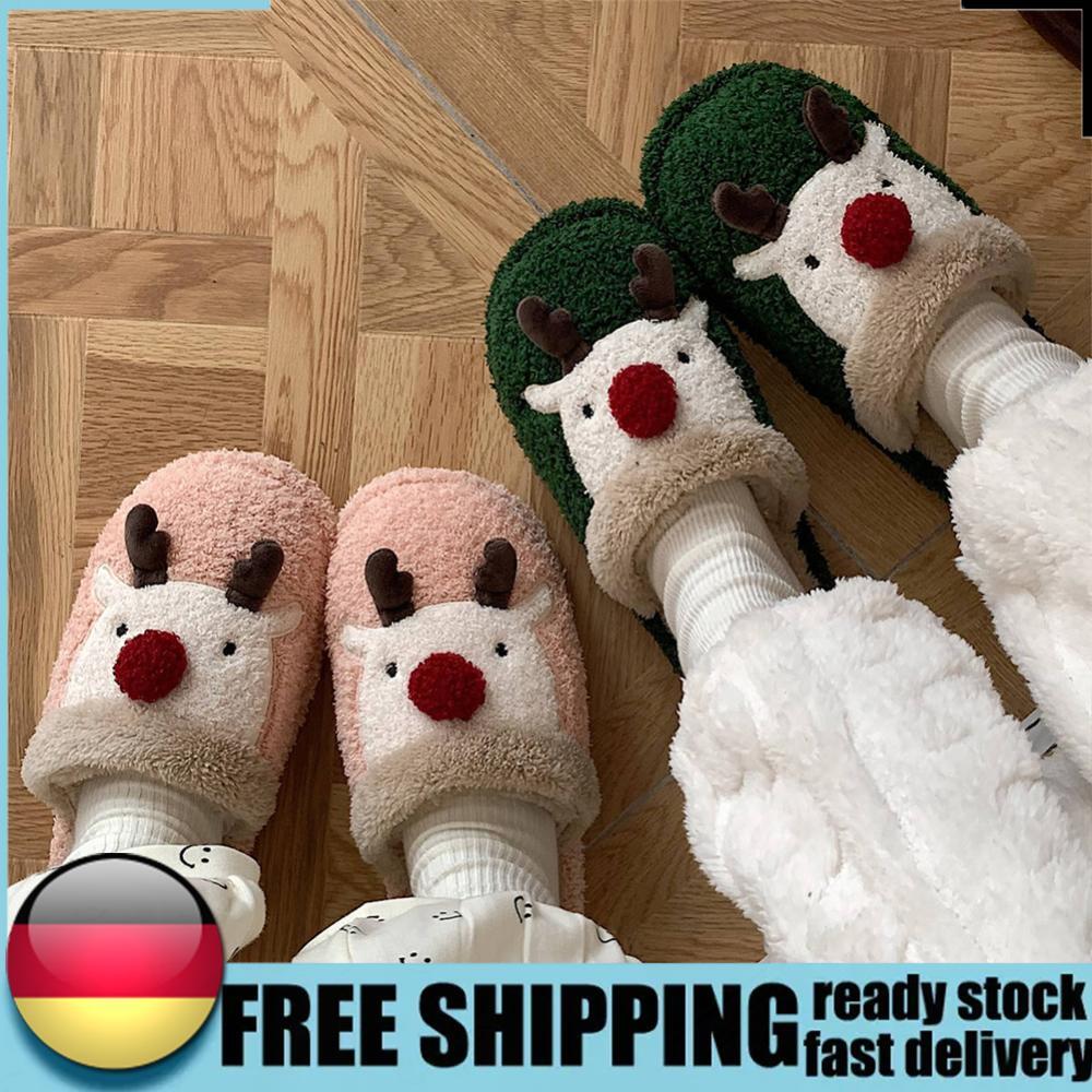APL Pantofole peluche alce natalizio simpatiche pantofole animali comode per autunno inverno