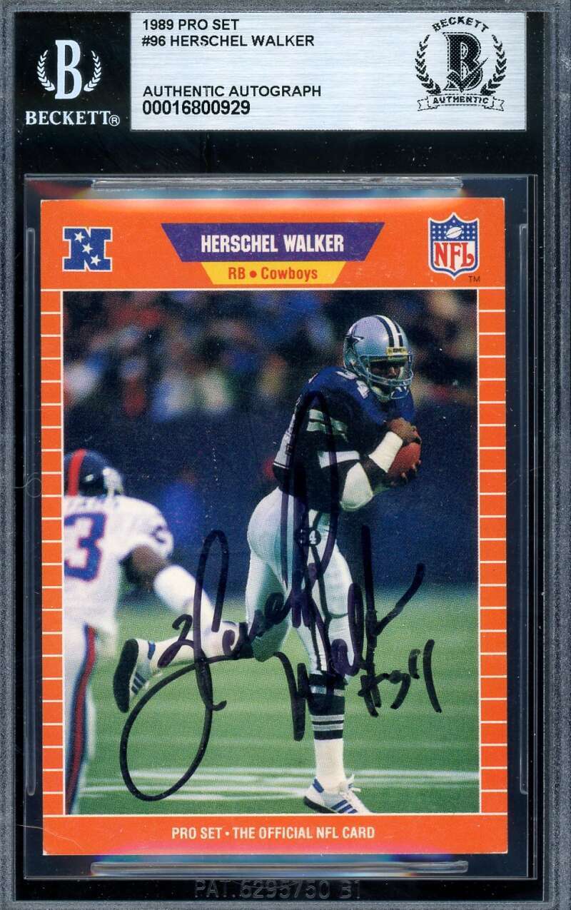 Herschel Walker Beckett BAS Signed 1989 Pro Set Autograph