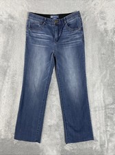 Democracy Jeans Women's 6 Blue "Ab" Solution Ankle Stretch Denim Pants Raw Hem