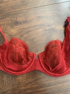 NWT AUBADE 614 ASAKO UNDERWIRE DEMI BRA IMPERIAL RED 32B