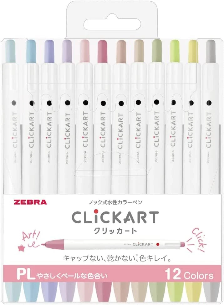 Zebra CLiCKART Pale 12 color Water Based Color Pen WYSS22