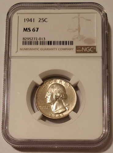 1941 Washington Quarter MS67 NGC Light Patina