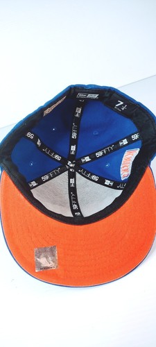 New Era 59Fifty New York Knicks Blue Orange Fitted Hat Size 7 1/4 - Picture 5 of 8