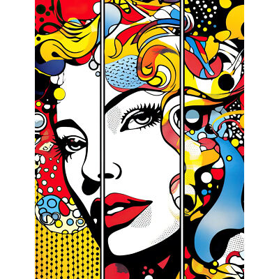 Teen Girl Comic Buch Stil Lebendige Muster Abstraktes Porträt Kunst Leinwand Poster