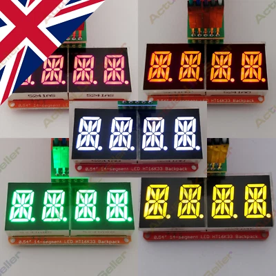 Modulo display LED alfanumerico I2C 14 segmenti con zaino HT16K33, 5 V, 4 cifre