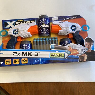NEW -ZURU XSHOT 2X MK3 REFLEX 6 80ft/24m With Targets Dart Gun Kids