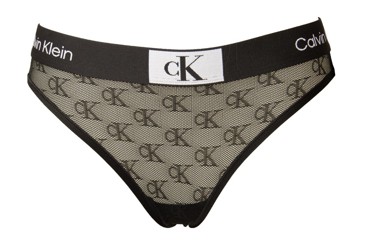 Slip donna CK CALVIN KLEIN mutanda elastico a vista logato tessuto  trasparente l