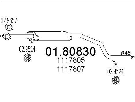 Silencieux intermédiaire Ford Mondeo III 1.8 16V 2.0 16V pot central