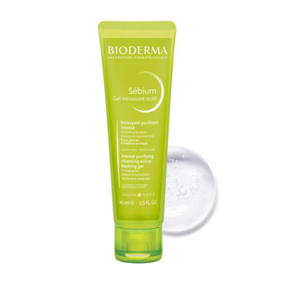 Bioderma Sebium Gel Moussant Actif Cleanser 45ml -Free Shipping