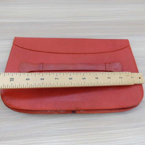 VINTAGE 90s MULBERRY Pebble Clutch Purse Bag Coastal Red Leather Evening ENGLAND - Picture 5 of 15