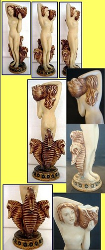 Antique RSTK Amphora Figurine Woman Seahorses Pelicans Jewels Austrian (2138) - Picture 3 of 4