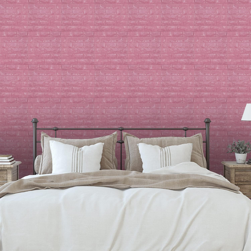 30PCS 3D Wall Panels Peel and Stick Faux Brick Wallpaper Pink Self Adhesive Foam - Picture 4 of 6