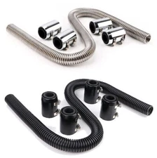 48" Stainless Steel Radiator Flexible Coolant Water Hose with Caps Kit Universal