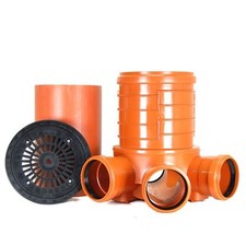 KG Schacht DN300 - Komplett SET- Schachtboden Steigrohr Deckel Hofablauf