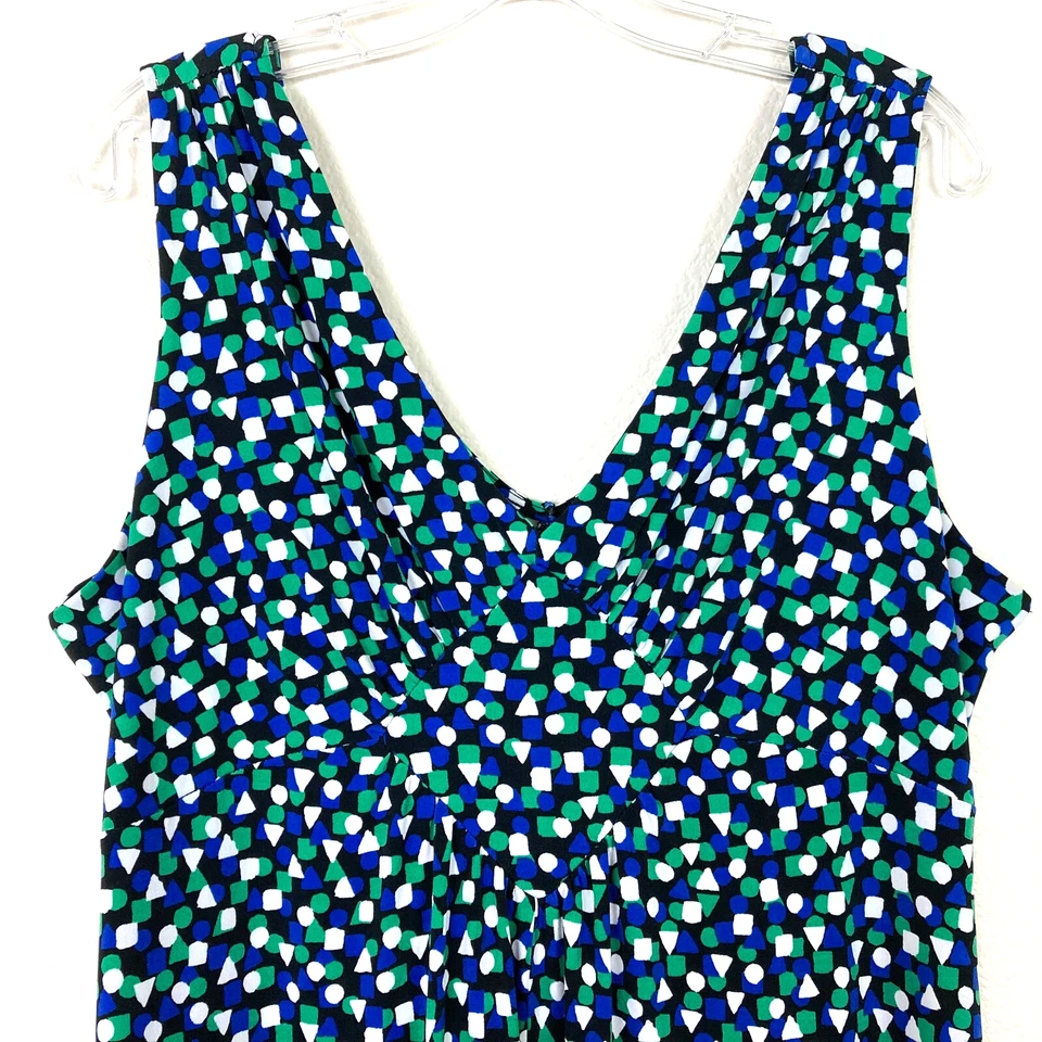 Vestido George Babydoll Línea A Talla L Geométrico Cuello en V Cintura Alta Elastizado Y2K Foto 2 de 4